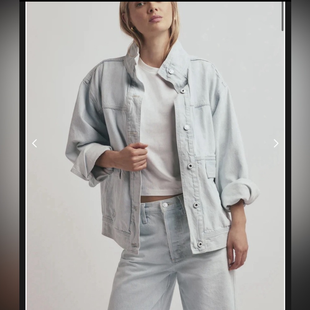Favorite Daughter Funnel neck denim jacket Margot Jacket Blue oversized Small